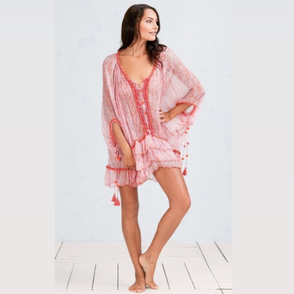 Poupette St. Barth Poncho Floral Cover Up Boho
